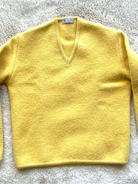 Boiled Wool Yellow V-Neck Sweater